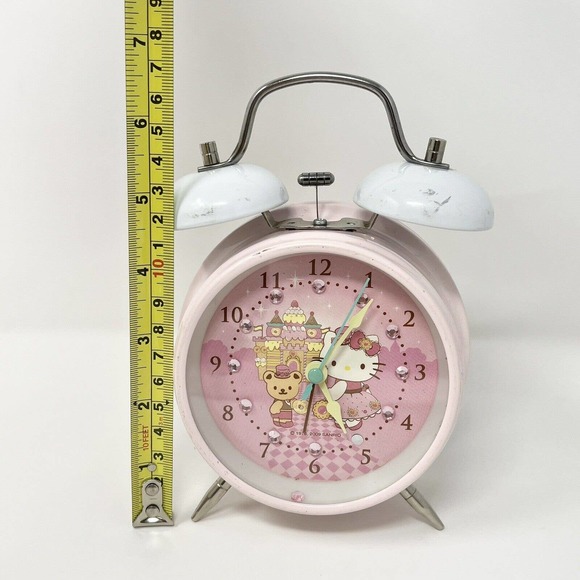 HELLO KITTY ALARM Works Twin Double BELL CLOCK by SANRIO - 2009- Light Up - Picture 2 of 8